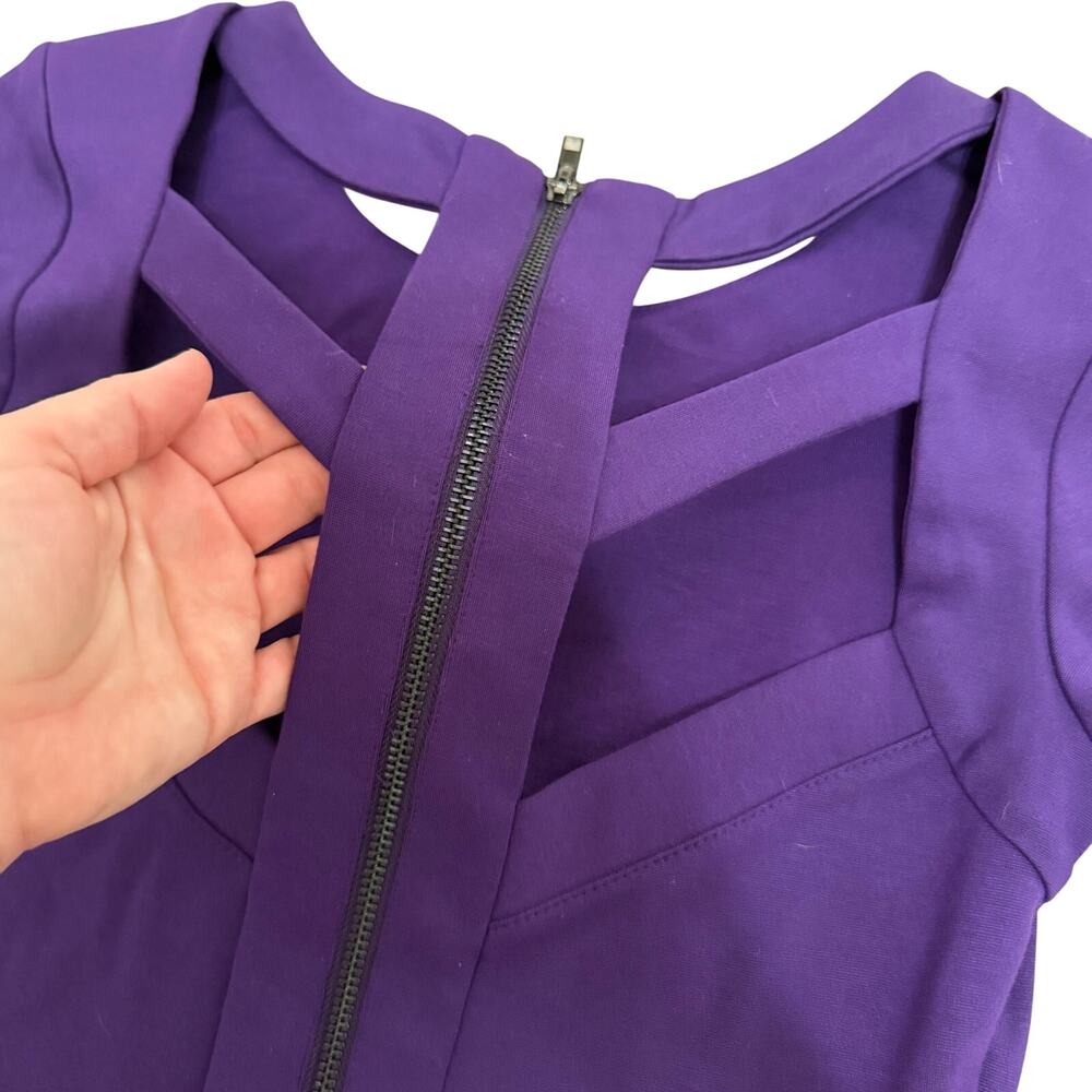 Purple fitted going out dress Y2K unbranded short sleeve cutouts in back bodycon - Picture 6 of 6